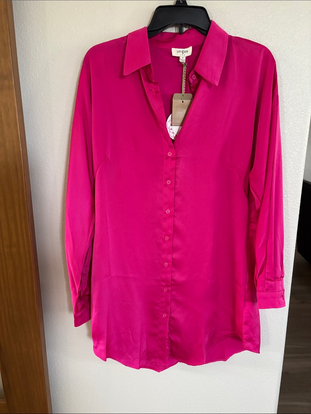 Umgee Hot Pink Button-Up Long Sleeve Blouse